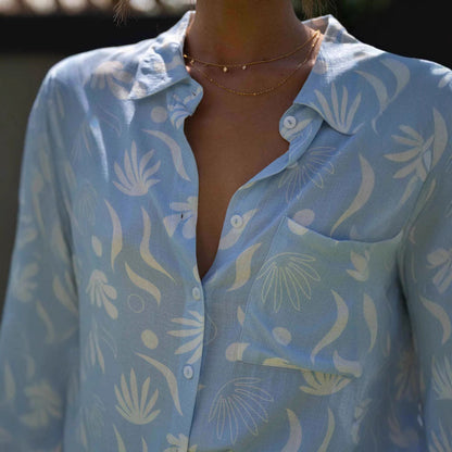 Damen Relax-Outfit Floralmuster Baumwolle Locker Beige