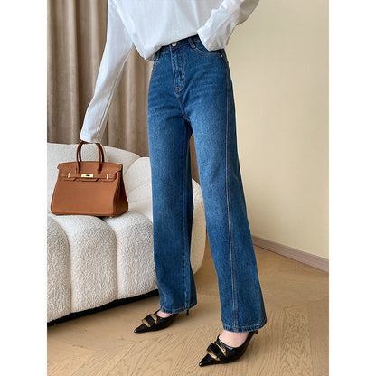 Damen Hemdbluse Denim Blau Weiß