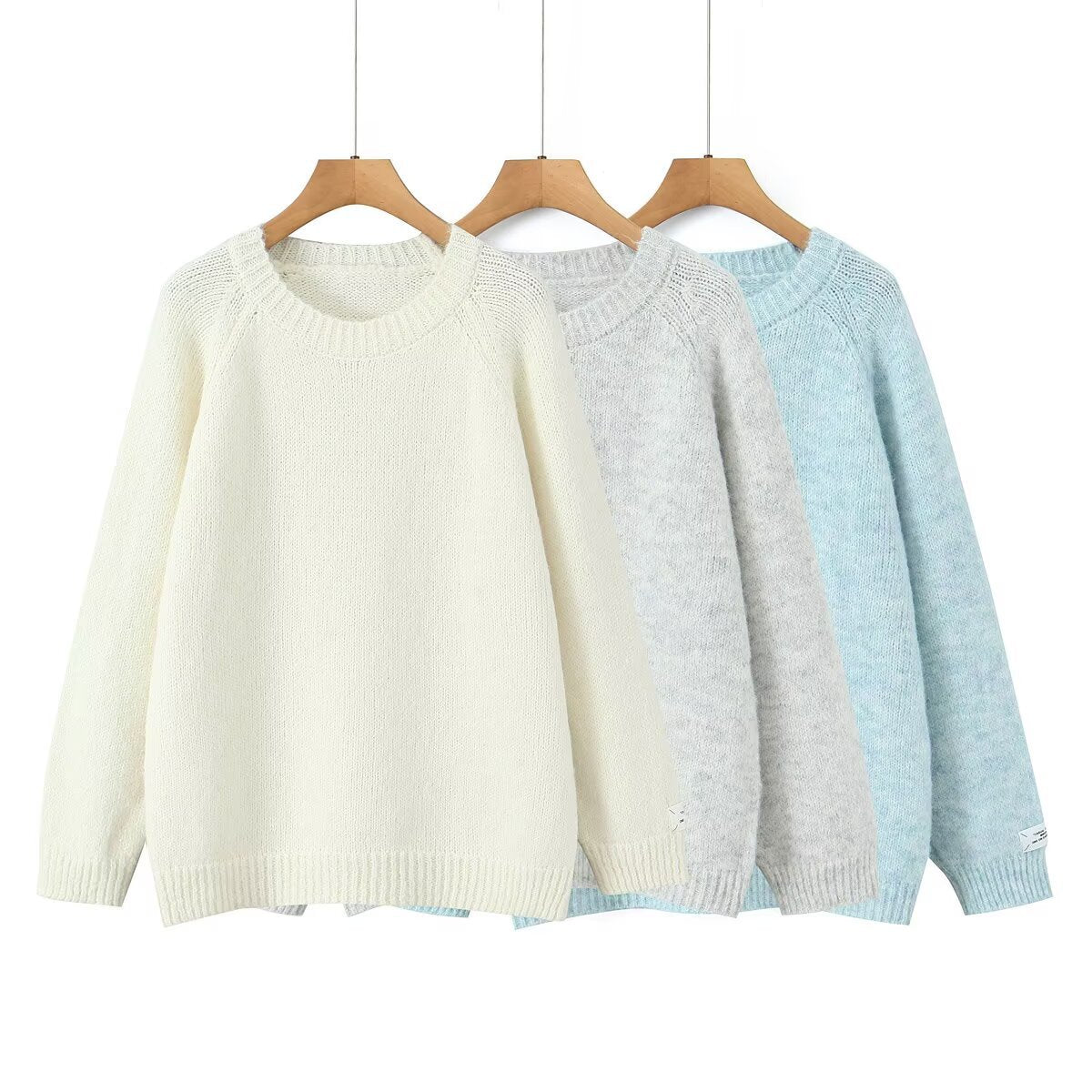 Damen Strickpullover Rundhals Kuschelig Eveloria