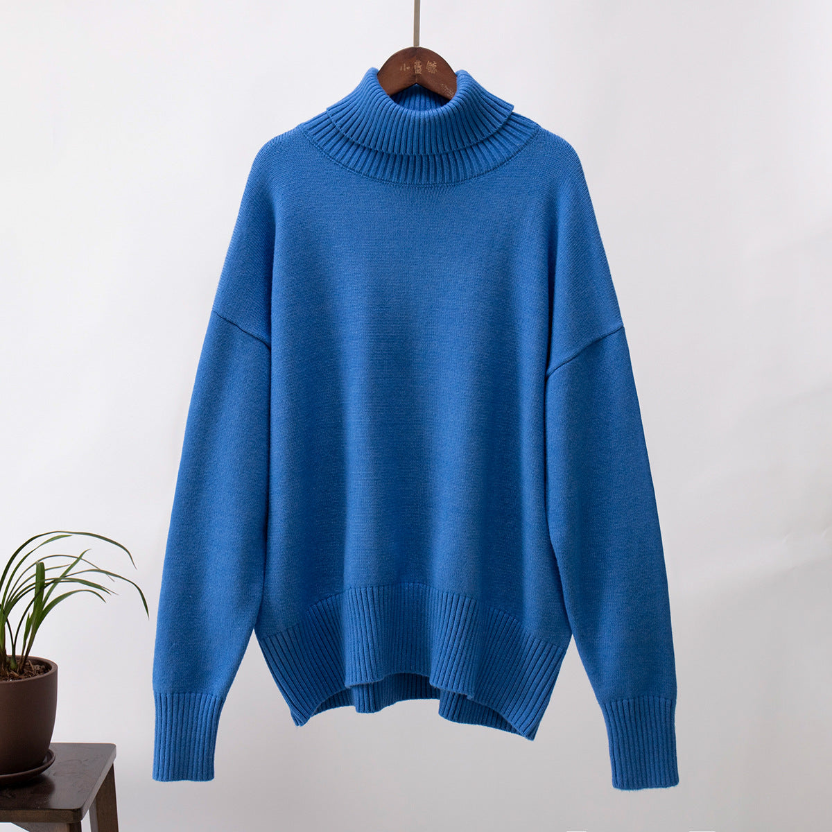Damen Strickpullover Lässig Warmer Gerippter Saum