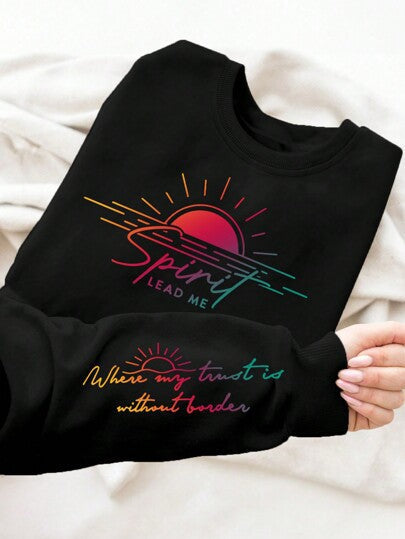 Damen Sweatshirt Weich Fließend mit Druck Eveloria