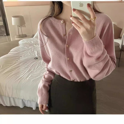 Damen Feinstrickjacke Dekorative Knöpfe Schick Eveloria