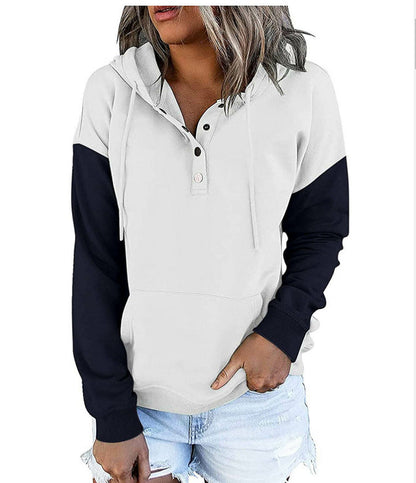 Damen Kapuzenpullover Farbblockdesign Klassisch