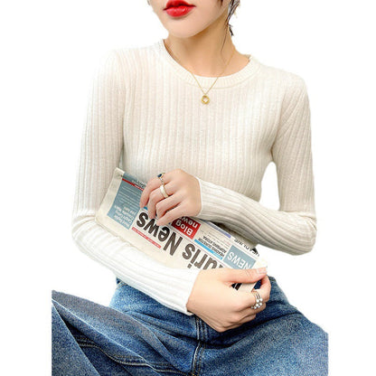 Damen Feinstrickpullover Rippstruktur Rundhalsausschnitt Eveloria