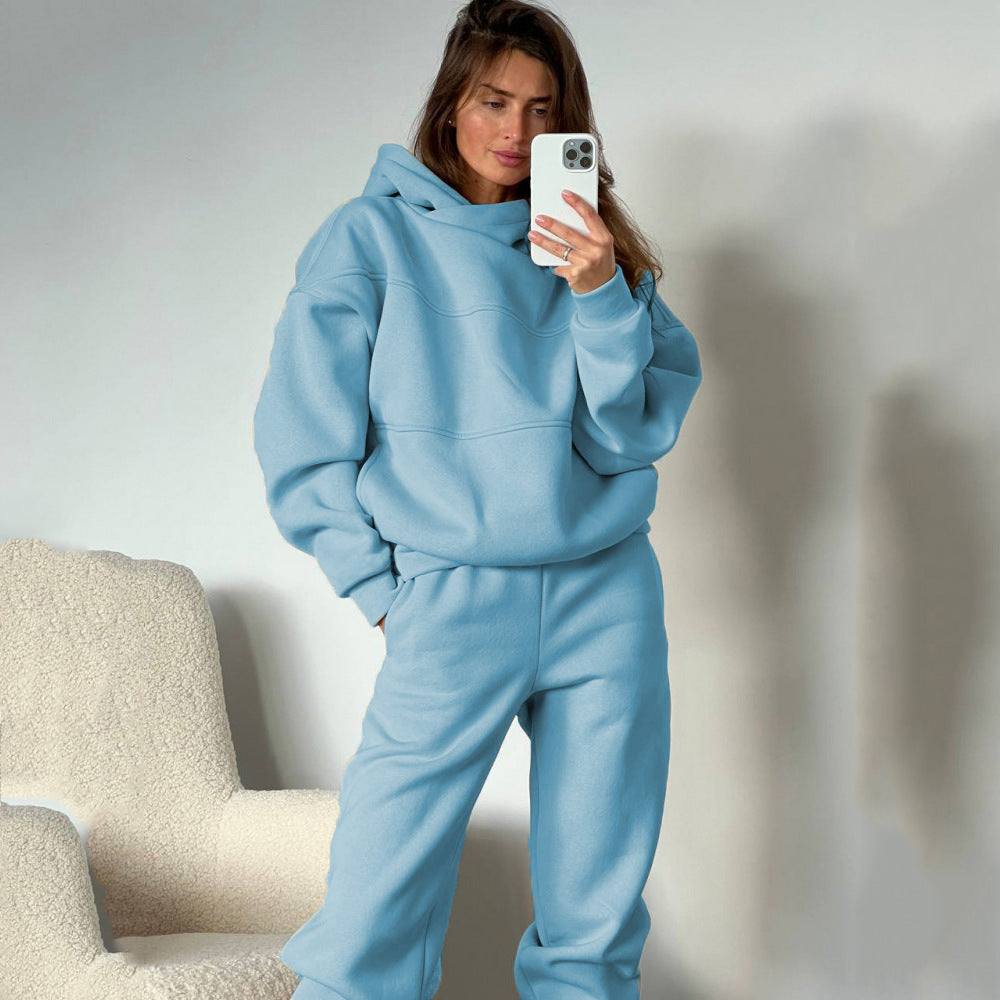 Damen Hoodie Jogginghose Set Weite Passform Bequem