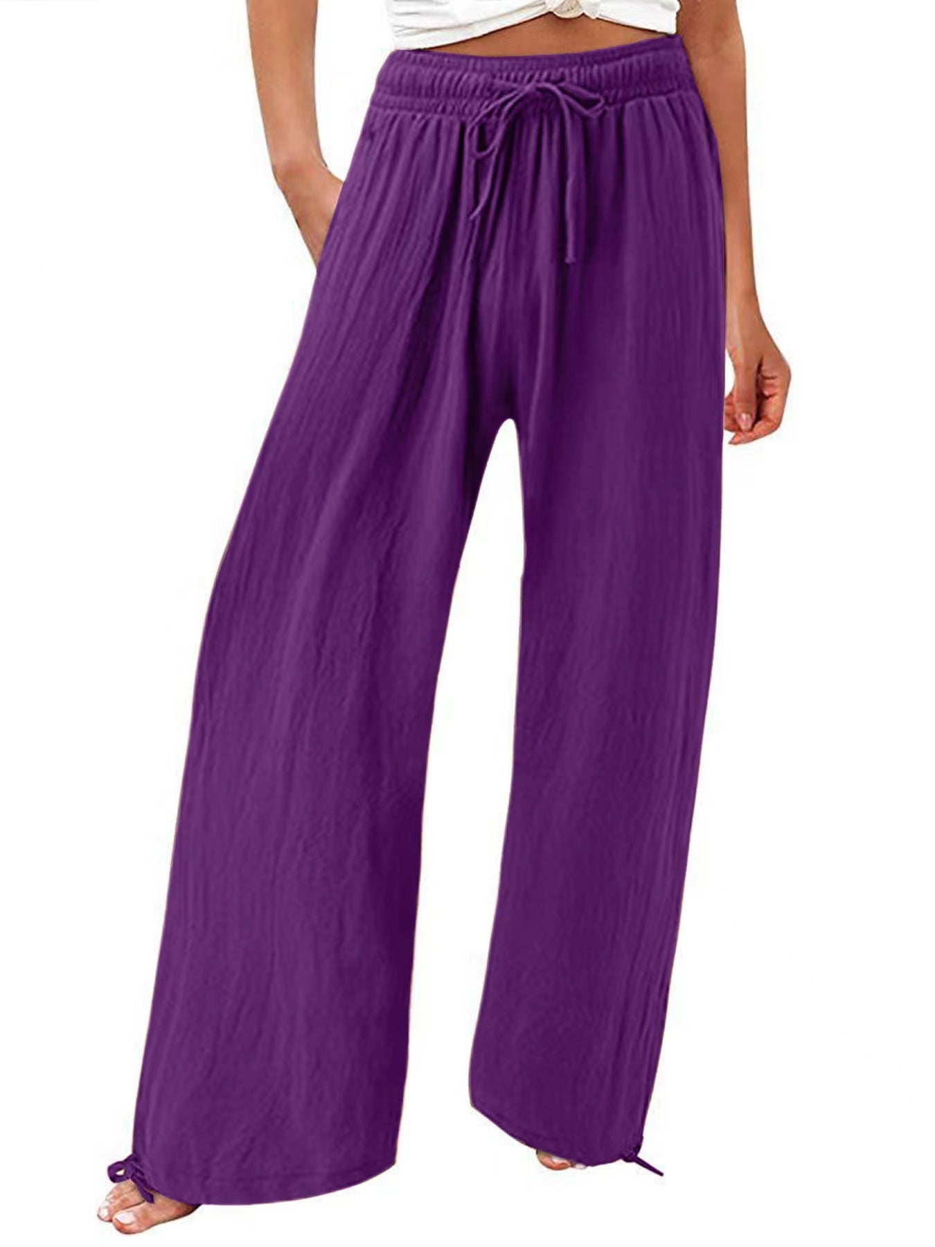 Damen Sommerhose Luftsamtstoff Weite Bein