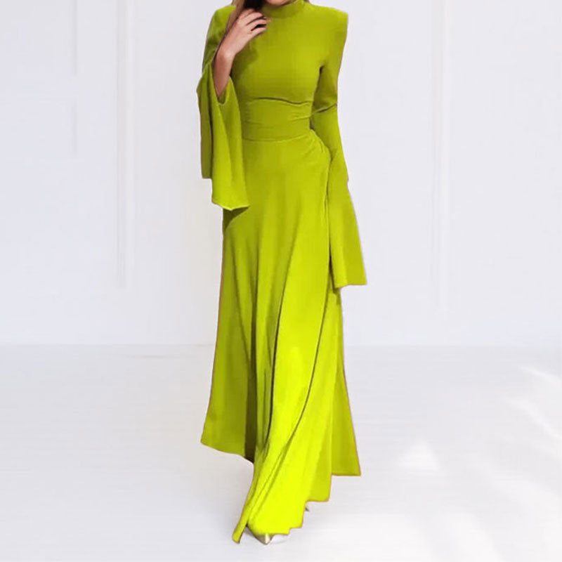 Damen Maxikleid Schulterfrei Glockenärmel Elegant