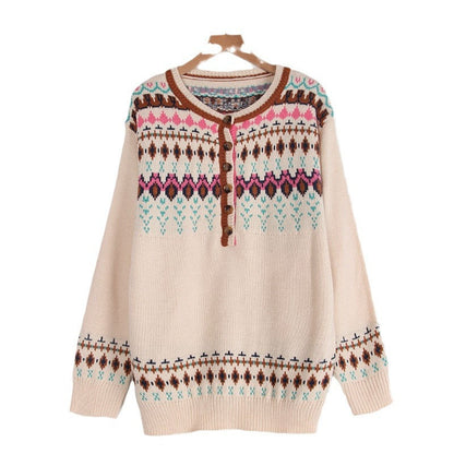 Damen Strickpullover Norwegermuster Bunt Eveloria