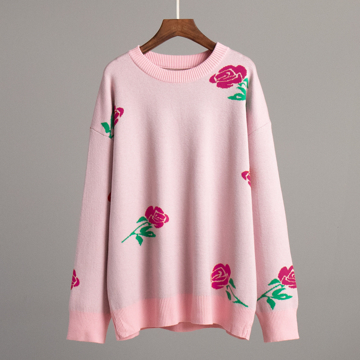 Damen Strickpullover Florales Design Lockere Passform
