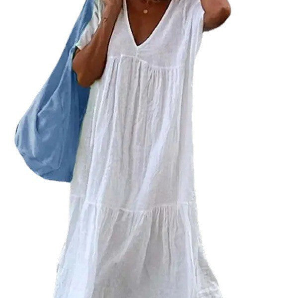 Damen Sommerkleid V-Ausschnitt Volumöser Rock Eveloria