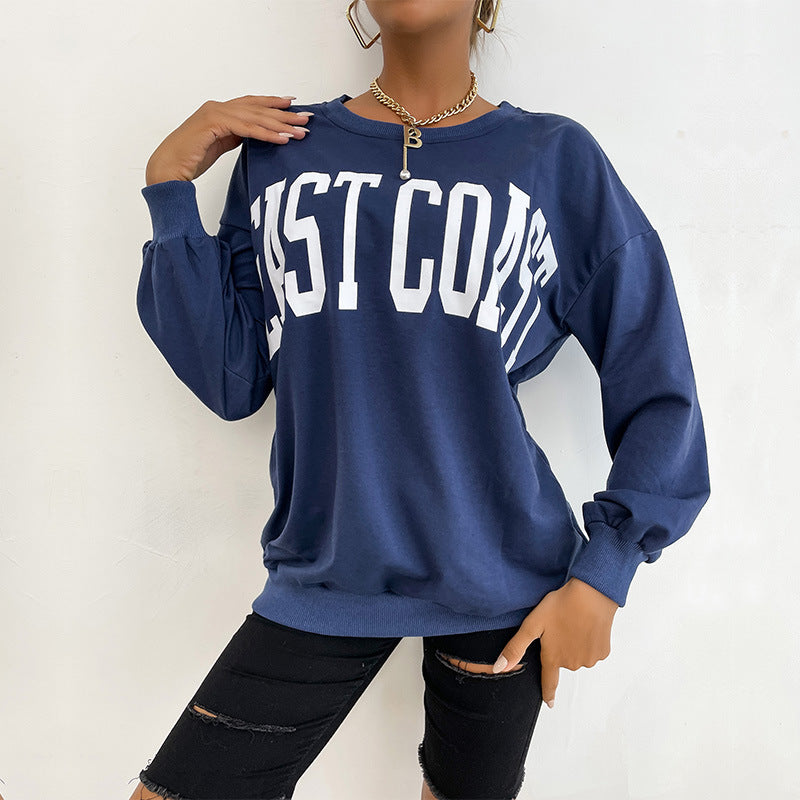 Damen Oversize Pullover mit Schriftzug, Lässig, Eveloria - Eveloria