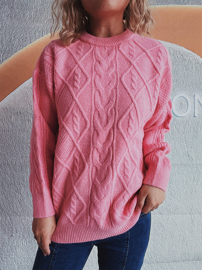 Damen Strickpullover Grobstruktur Zopf-Design Eveloria