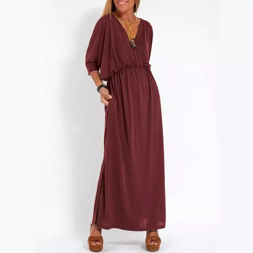 Eveloria Damen Maxikleid mit Seitenschlitz und Flexibler Taille