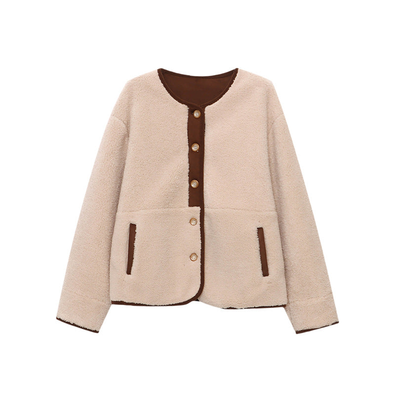 Damen Fleecejacke Kuschelig Knöpfe Praktische Taschen Eveloria