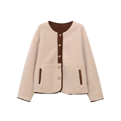 Damen Fleecejacke Kuschelig Knöpfe Praktische Taschen Eveloria