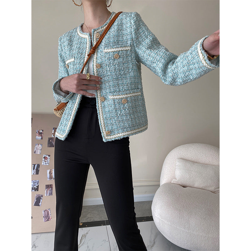 Damen Bouclé-Jacke mit Schmuckknöpfen Eveloria