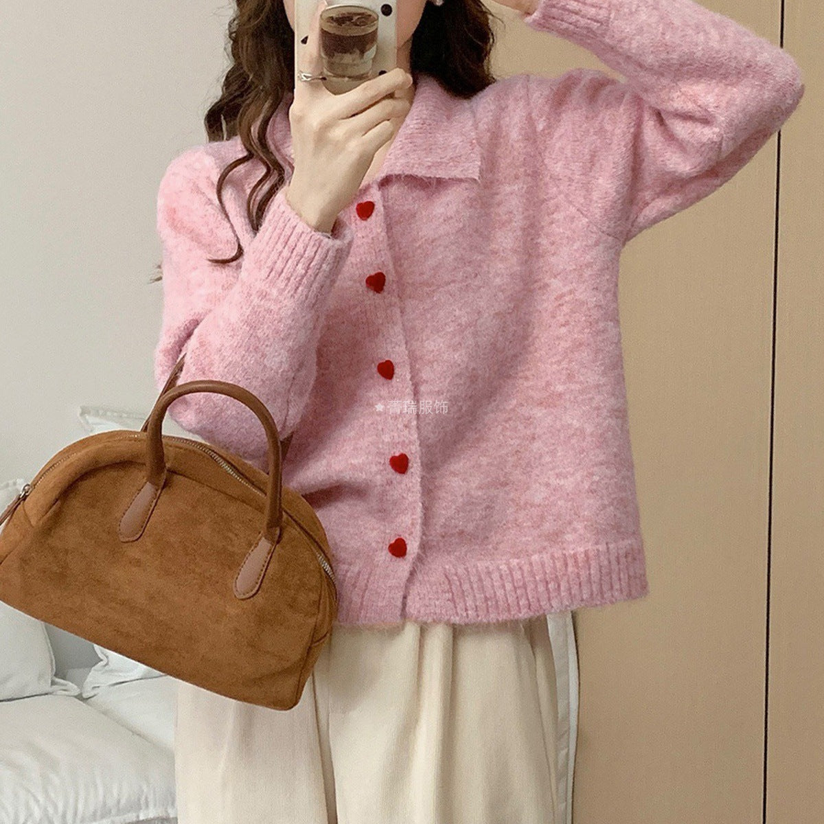 Damen Strickcardigan mit Herzen Elegant