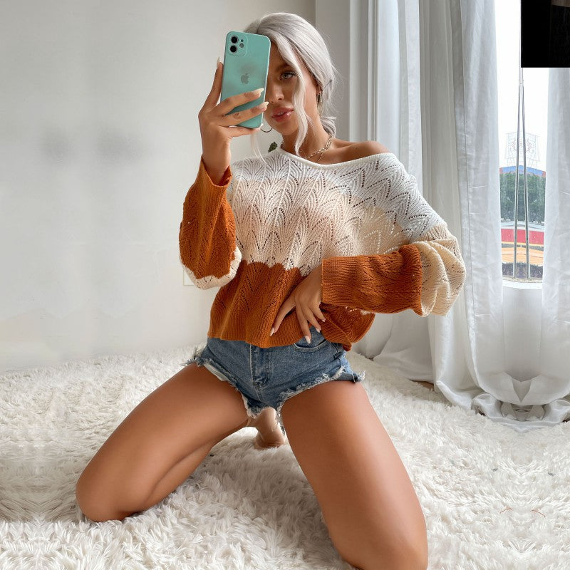 Damen Strickpullover Luftiger Strick Modischer Farbverlauf - Eveloria