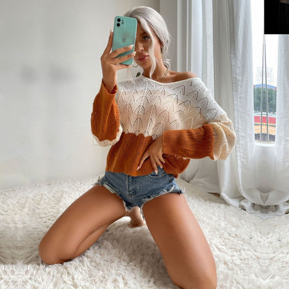 Damen Strickpullover Luftiger Strick Modischer Farbverlauf - Eveloria