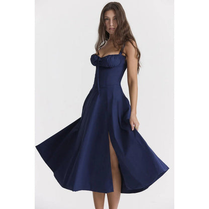 Damen Maxikleid Schulterfrei Rüschendetail Romantisch
