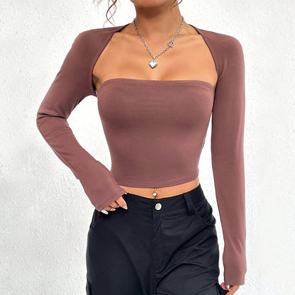 Damen Asymmetrischer Ausschnitt Langer Ärmel Eveloria