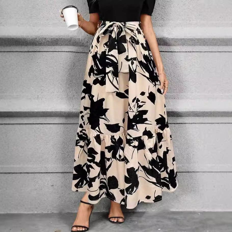 Damen Maxirock Voluminöser Schnitt Florales Design
