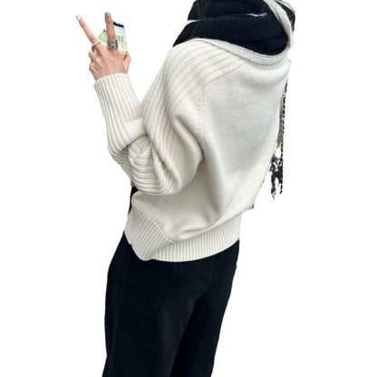 Damen Strickpullover Rundhalsausschnitt Rippbündchen Eveloria