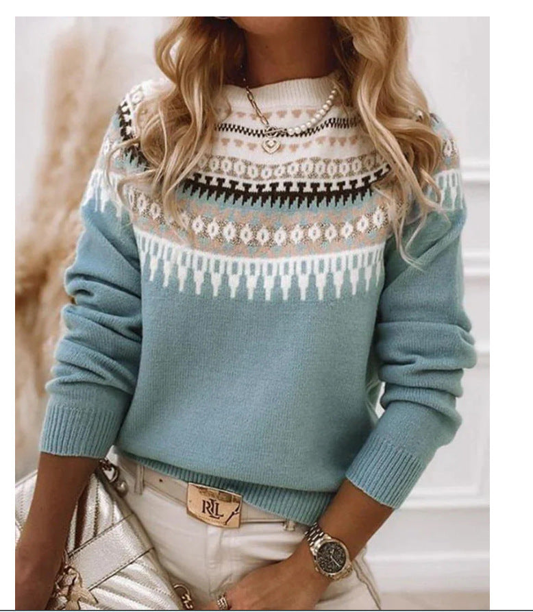 Damen Pullover Skandinavisches Strickdesign Verspieltes Muster