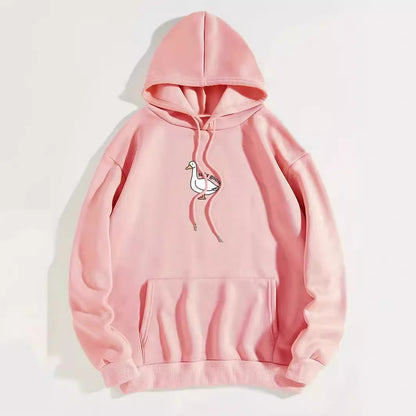 Damen Kapuzenpullover Gänsemotiv Weiches Fleece Innen Eveloria