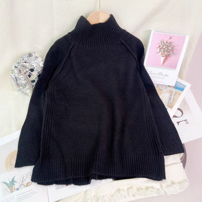 Damen Oversized Pullover Strukturiertem Stehkragen Grau Eveloria