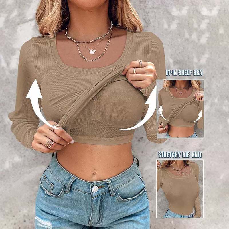 Damen Cropped Langarmshirt mit Trägershirt Eveloria