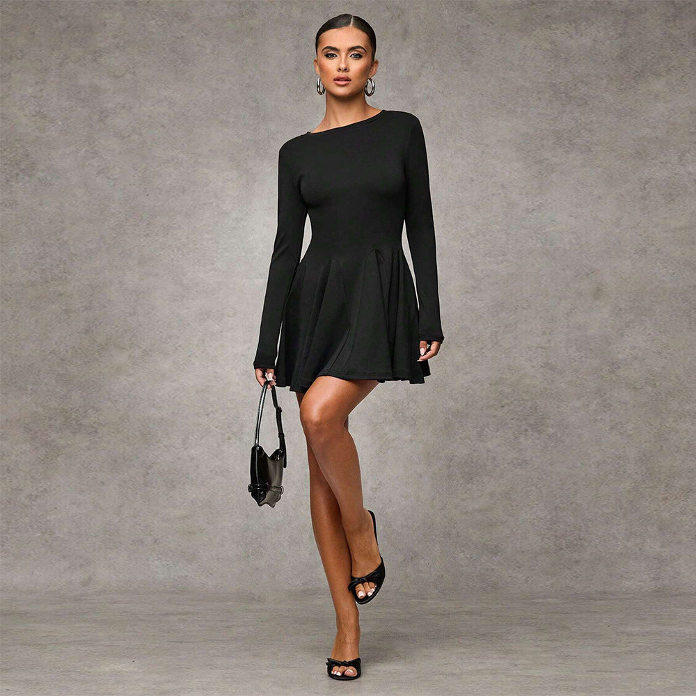 Damen Mini-Kleid Puffärmel Schwingrock Eveloria