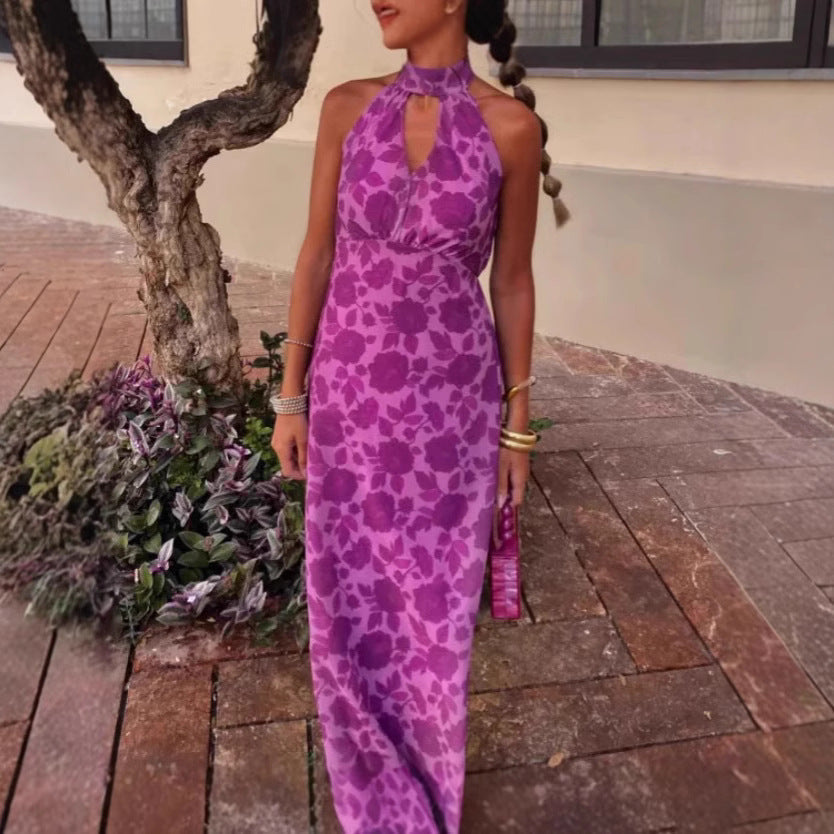Damen Abendkleid mit Ausschnitt und floralem Design Eveloria