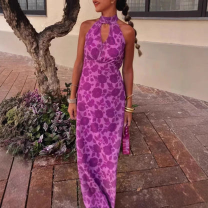 Damen Abendkleid mit Ausschnitt und floralem Design Eveloria