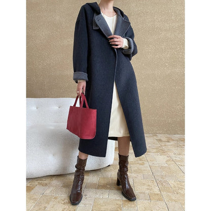 Damen Wickelmantel mit Kragendetails und warmem Futter Eveloria