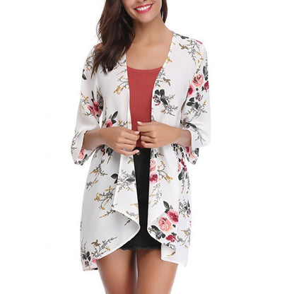 Damen Kimono-Cardigan Blumenmuster Eveloria