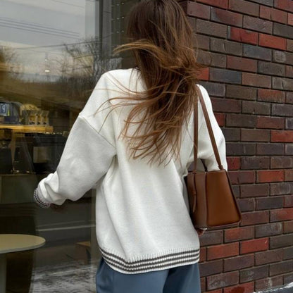 Damen Sweatpullover Lässig Streifen Bündchen Grau