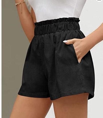 Damen Shorts Elastischer Bund Seitentaschen Eveloria