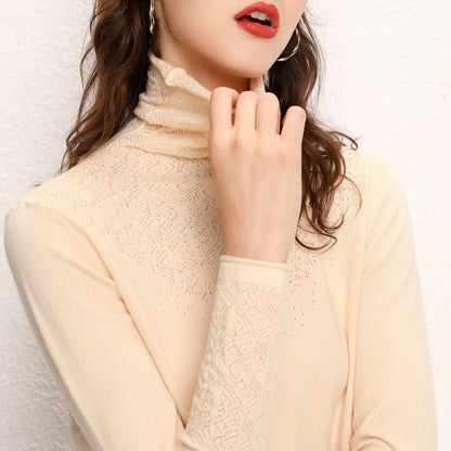 Damen Rollkragenpullover Feines Strukturmuster Eveloria