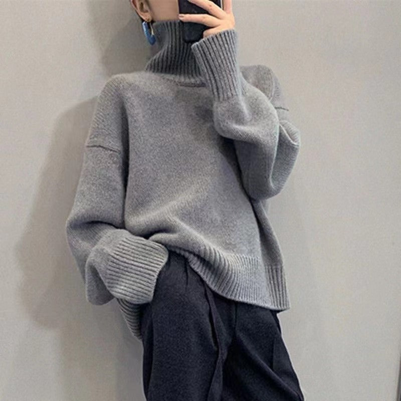Damen Oversized Rollkragenpullover Weiches Strickmaterial Eveloria - Eveloria