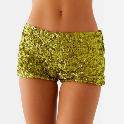 Damen Glitzer Shorts Elastischer Bund