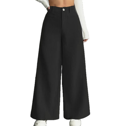 Damen Cordhose Weite Passform Hoher Bund Langer Schnitt