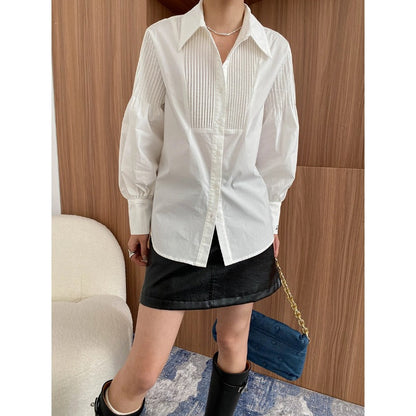 Damen Bluse Strukturierte Puffärmel Elegantes Design