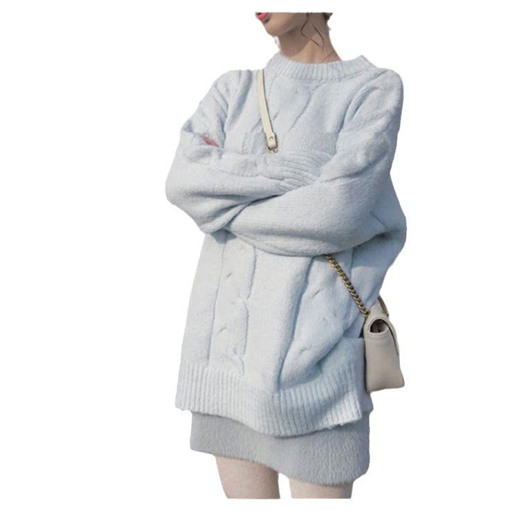 Damen Grobstrickpullover Rippstruktur Dekorativ Eveloria