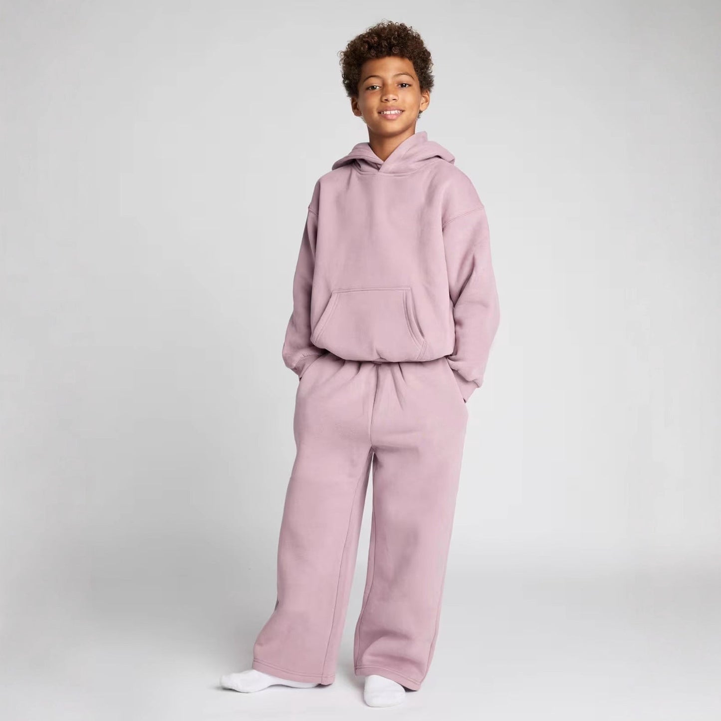 Damen Oversized Fleece Kapuzenanzug Weich Grau Eveloria