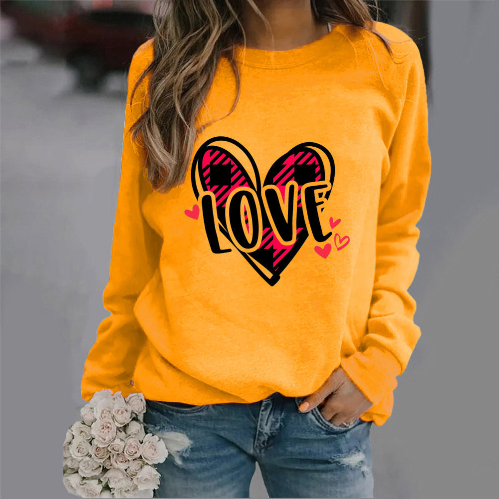 Damen Sweatshirt Herzdesign Lässig Grau Eveloria