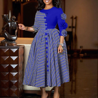 Damen Kleid mit Grafikmuster Mehrfarbig Eveloria