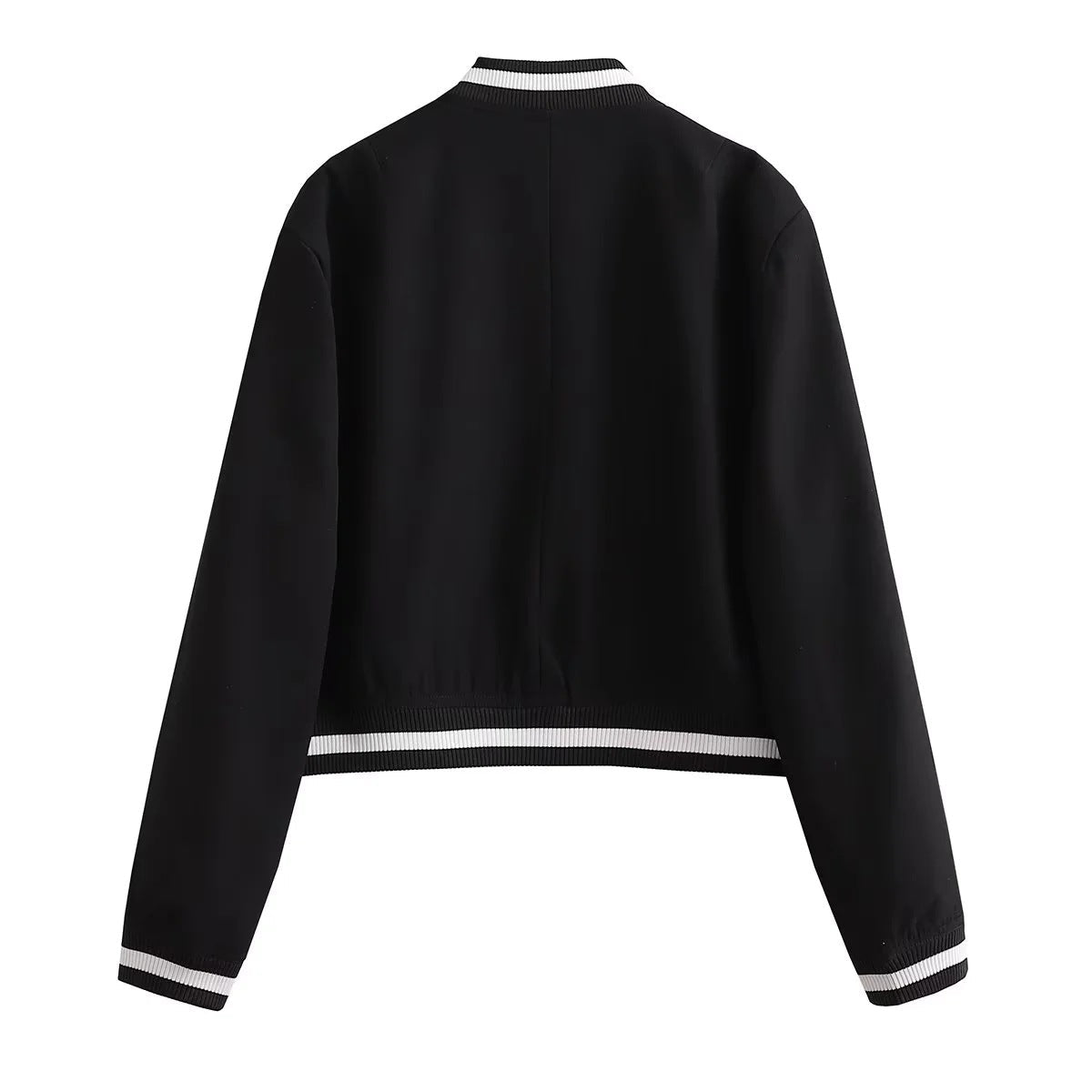Damen Bomberjacke Kontraststrickbund Praktische Taschen
