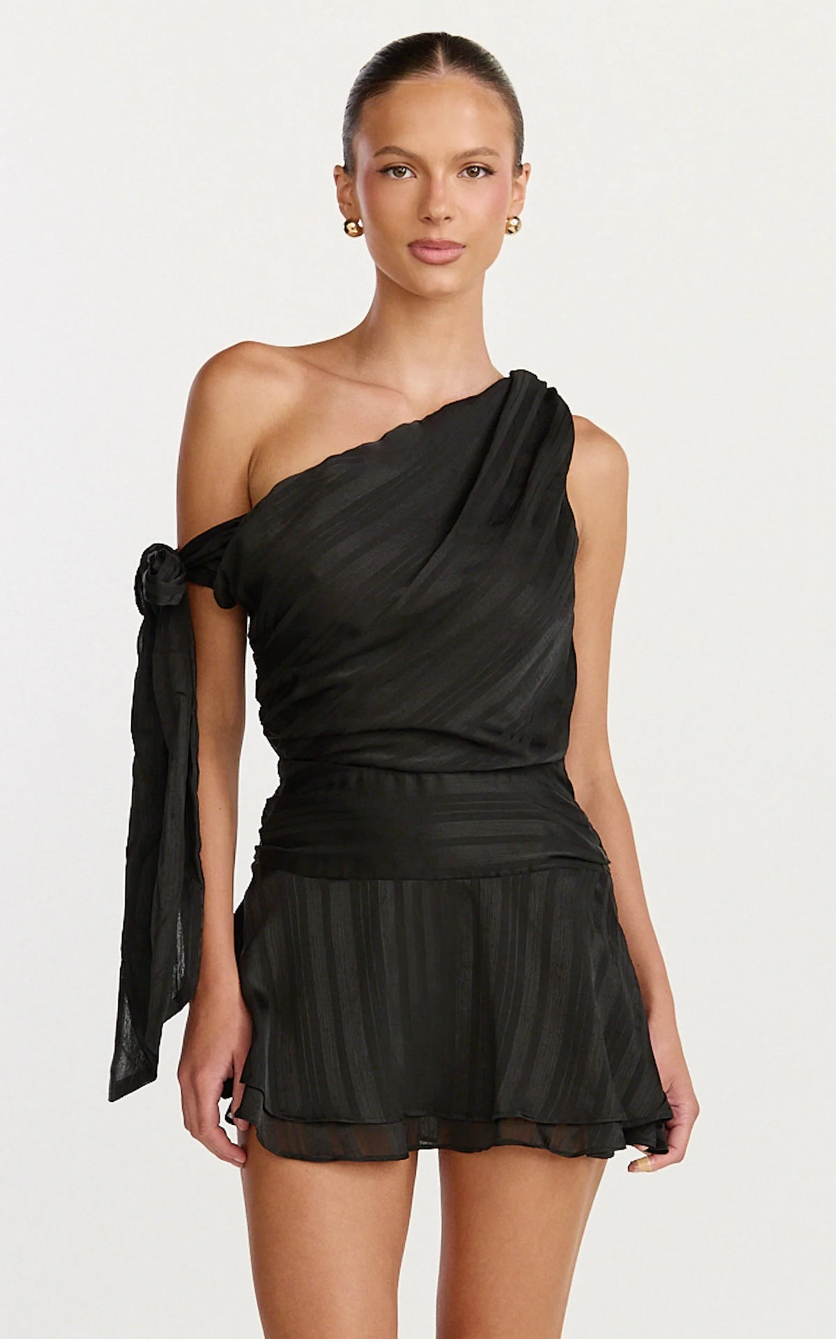 Damen Mini-Kleid Asymmetrisch Elegant Drapierung