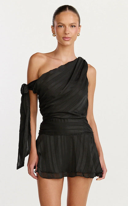 Damen Mini-Kleid Asymmetrisch Elegant Drapierung
